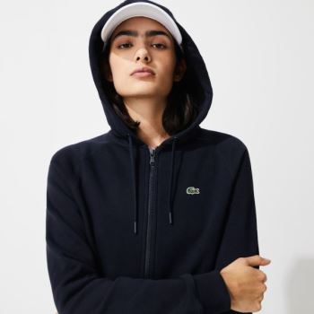 Lacoste SPORT Hooded Fleece Zip Tennis Sweatshirt Dámské - Mikiny Tmavě Blankyt Blankyt | CZ-Y7w2A2